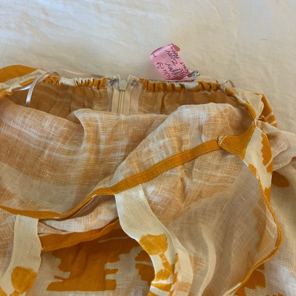 Johanna Ortiz Facundo printed linen maxi halter dress in a yellow/orange - Picture 7 of 8